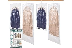 Napzzzz Hanging Vacuum Storage Bags, Space Saver Bags for Clothes, Set of 4 (2 Long, 2 Short), Premium Space Saver Vacuum Sto