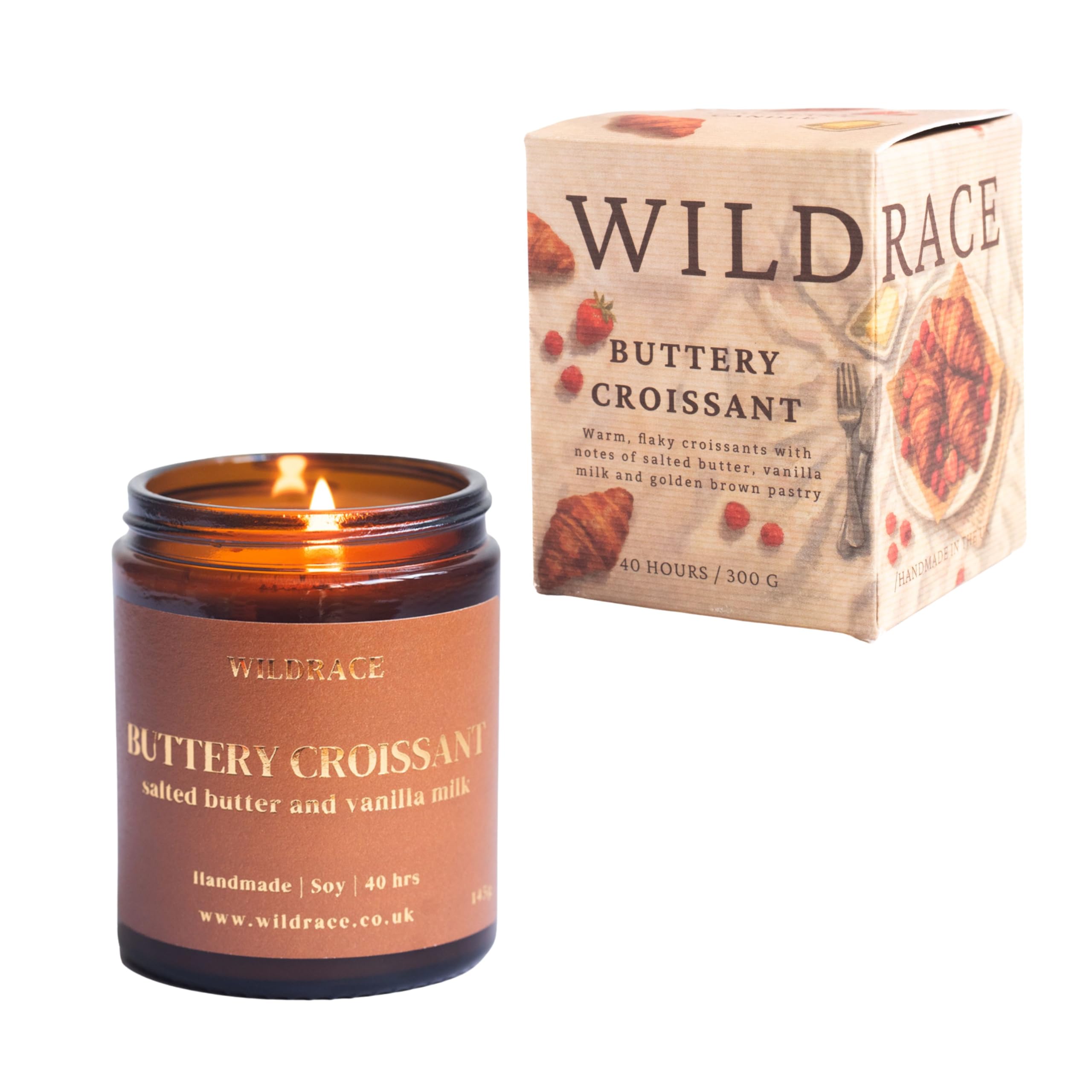WILDRACE Buttery Croissant Pastry Scented Candle | Bakery Scented Luxury 100% Soy Candle | Non-Hormone Altering and Toxin Free Wax