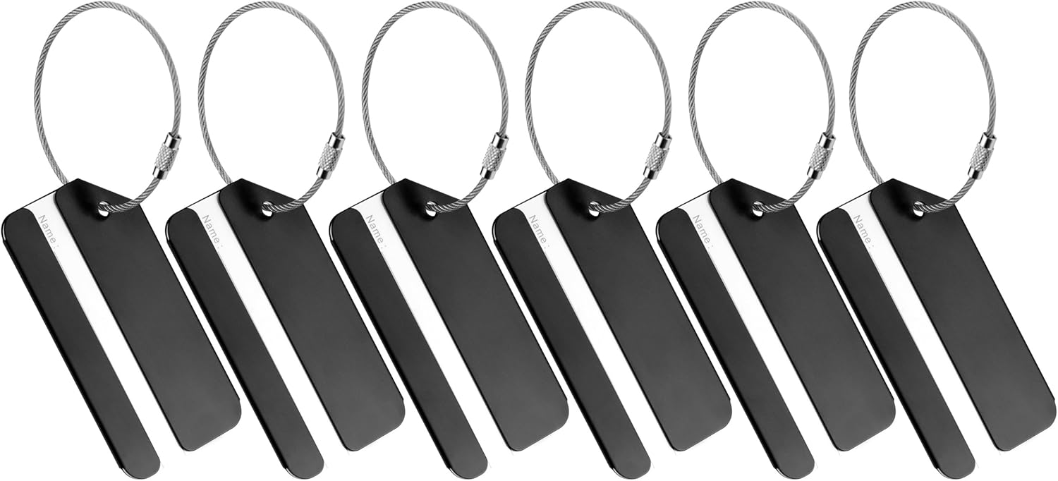 FiveSeasonStuff 6 Pcs Aluminum Alloy Luggage Tags with Stainless Steel