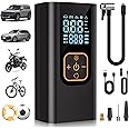 QKMPOM 180PSI Tire Inflator Portable Air Compressor, 6X Faster Air Pump for Car Tires with Digital Pressure Gauge, 12V DC Ada