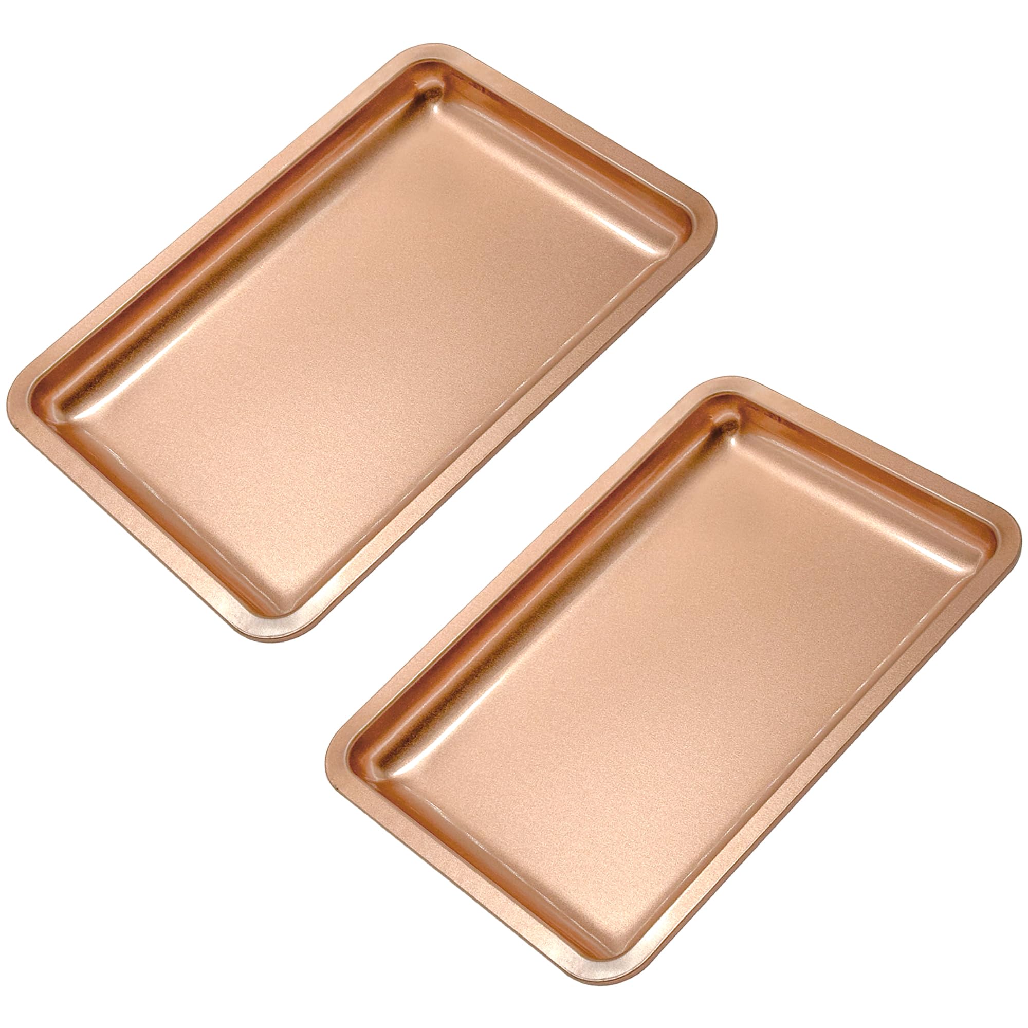 2 PCS Stainless Steel Square Trays,Trinket Serving Trays (Gold)