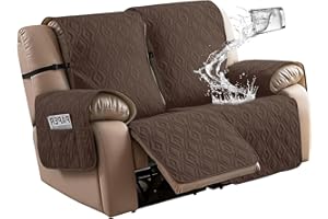 Genina Waterproof Loveseat Recliner Cover Non-Slip, Sofa Cover for Reclining Couch 2 Seat, Washable Couch Cover Loveseat Furniture Protector Cover for Pets Dogs Kids (Chocolate, Recliner Loveseat)
