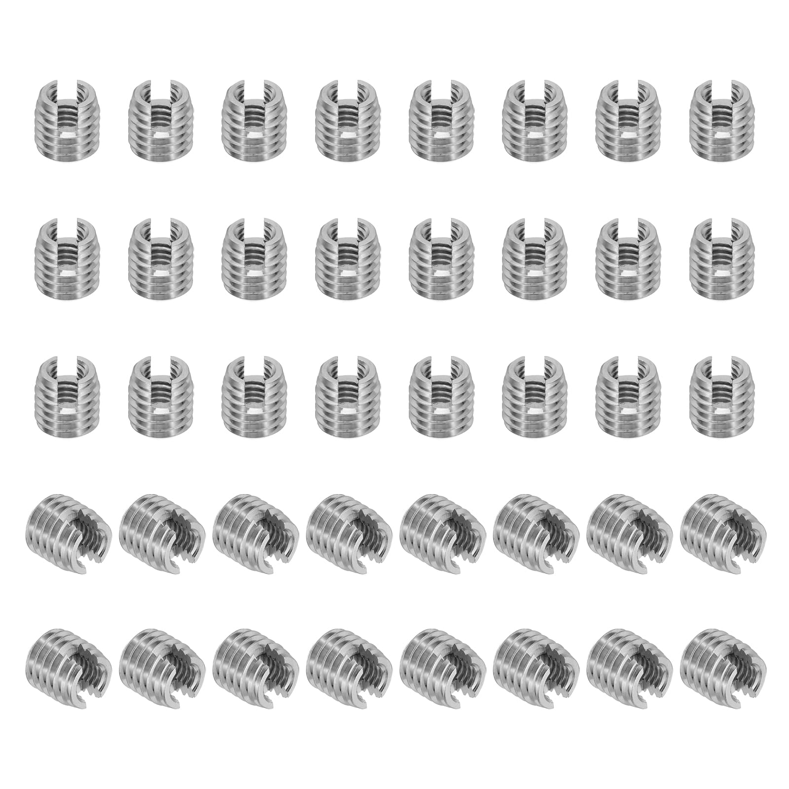 PATIKIL Self-Tapping Threaded Inserts, 40 Pcs M6 x M10 x 10mm 303 Stainless Steel Thread Adapter Reducer Slotted Screw Repair Inserts Nuts Sleeve