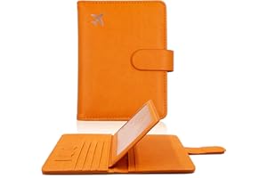 Melsbrinna Passport Holder,Passport Holder Card Slots,Cute Passport cover for Women/Men,Waterproof Rfid Blocking Travel Wallet (Orange)
