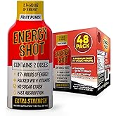 Fruit Punch Extra Strength Energy Shot 48 pk – 260mg Natural Caffeine B12 B6 – Energy & Focus Support – 2 Servings Sugar Free Zero Calorie Green Tea B-Vitamins Electrolytes Vegan – 1.93 fl oz