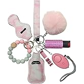 Piyhfir Wristlet Keychain Set for Women with Pom pom, Bottle Opener & Hand Sanitizer Holder Gift for Her