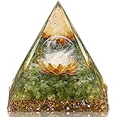 Hopeseed Orgone Pyramid for Positive Energy, Orgonite Natural Peridot&White Crystal Healing Crystals Pyramid for Reduce Stress Chakra Reiki Healing Meditation Cleanses The Mind and Boosts Confidence