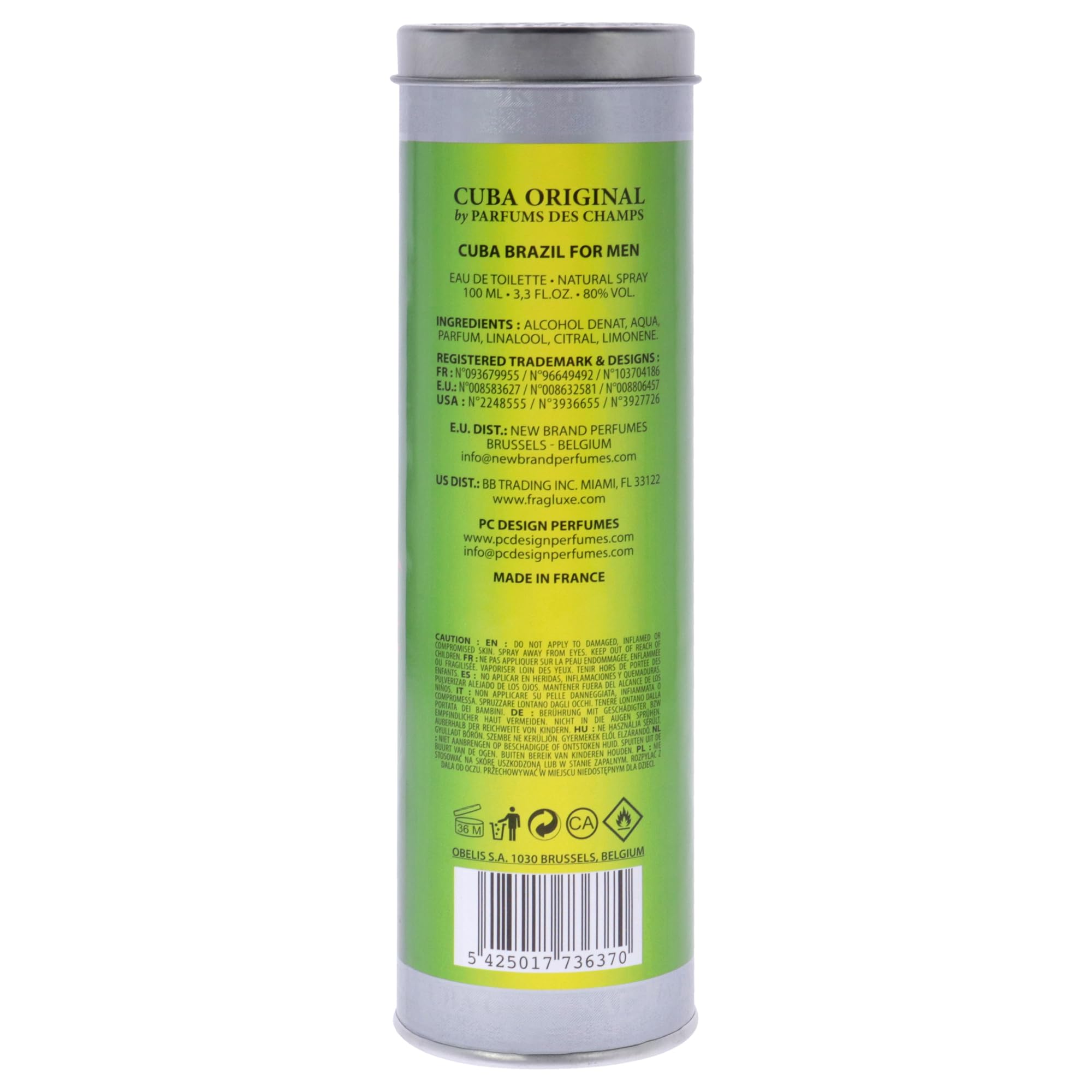 Cuba Brazil Eau De Toilette Spray for Men, 3.3 Ounce