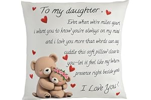 ZJRUIXI to My Daughter Throw Pillow Cover, 18 x 18 Inches - Girl's Birthday Gift, Parent-Child Interaction Gift, Decorative Cushion Case for Bedroom & Sofa, A Gift from Mom and Dad (Daughter)