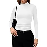 Laughido Women's Mock Neck Long Sleeve Ribbed Knit Fleece Slim Fit Casual Basic Crop Top Tee Shirt 2025 Trendy