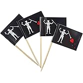 JBCD Pirate Edward Teach Toothpick Flag Mini Small Cupcake Topper Blackbeard Pirate Flags, 200pcs