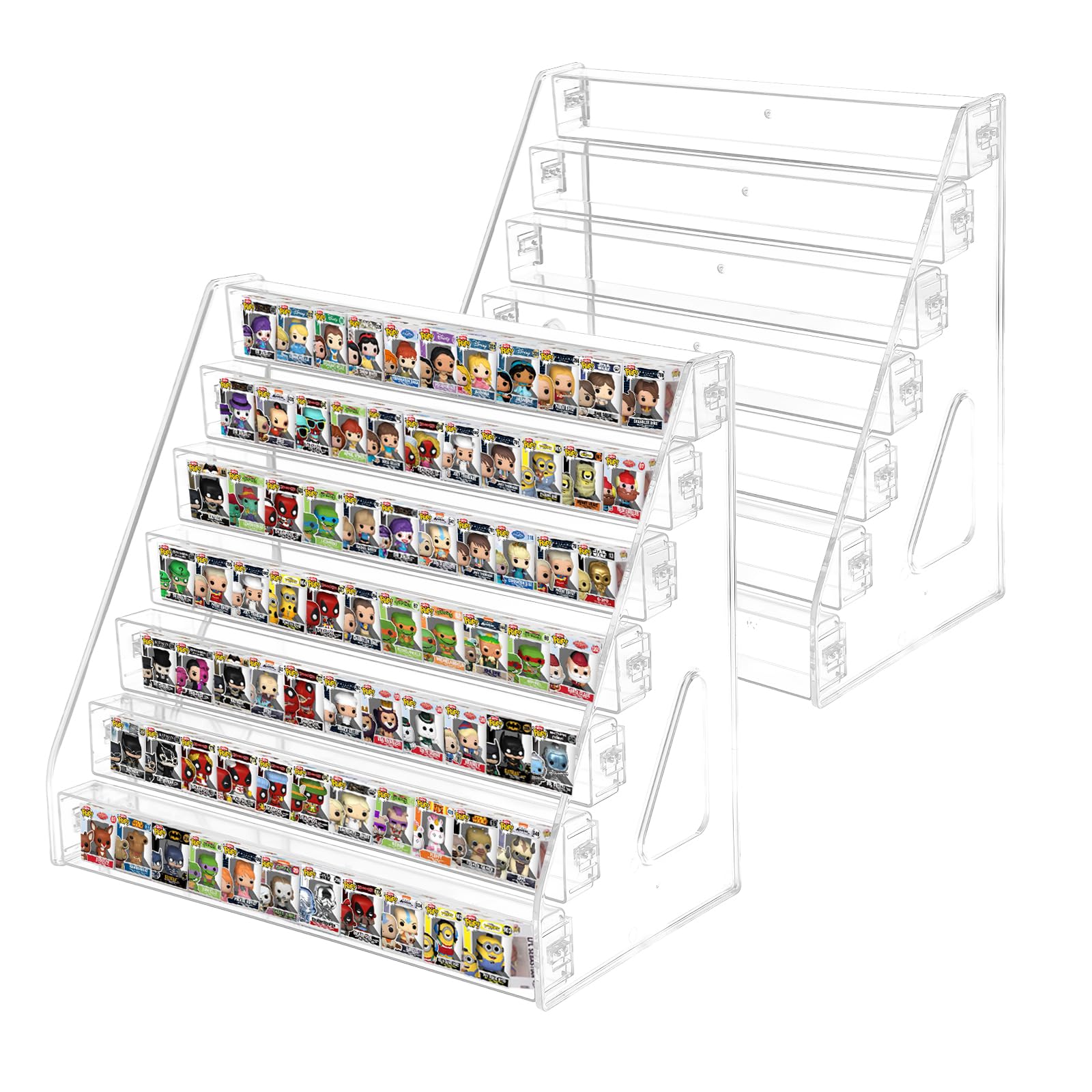 Photo 1 of Monciysn 2 Pack Display Shelf for Funko Bitty Pop, 7 Layers Clear Tiered Display Stand for Mini Collectible Toys