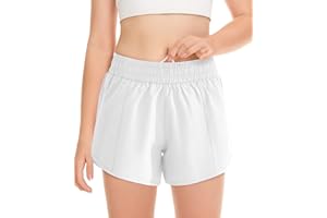 DOCUMO Girl's Athletic Shorts with Liner Zipper Pockets Quick Dry Running Shorts Sports Active Shorts for Teen Girls