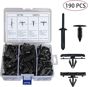 MUKOOL Fender Flare Panel Moulding Clips Auto Body Clips Blind Rivets Rocker Clip Bumper Shield Retainer Clip Assortment 190 PCS Black Nylon for Jeep Wrangler