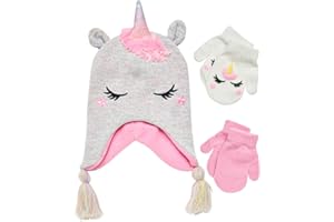 ABG Accessories Girls Critter Winter Hat and 2 Pair Gloves or Mittens (Toddler/Little Girls)