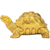 BRABUD Millennium Brass Turtle Statue Fengshui Home Decor 6.3in(L) | Gold Longevity Tortoise Figurine, Attract Wealth &amp; Auspicious, Home Desk Office Deco, Collectible Gifts for Elders