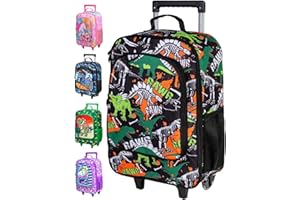 WZLVO Kids Luggage for Boys and Girls, Cute Dinosaur Unicorn Rolling Wheels Suitcase for Toddler Children