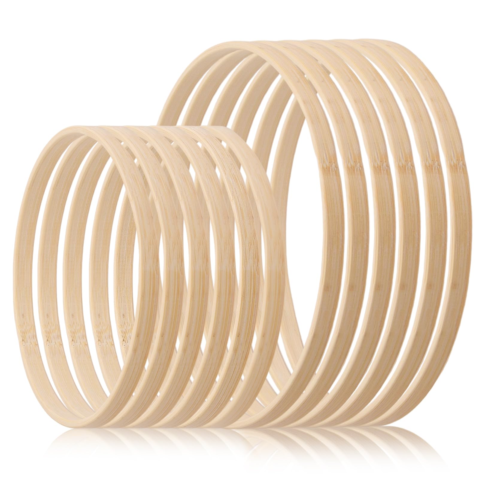 12 Packs 2 Sizes Wooden Bamboo Floral Hoop, Wooden Rings Wreath, Wooden Floral Hoop for Craft, for DIY Flower Arrangement Dreamcatcher Wedding Wreath Decoration and Wall Hanging Craft (15cm/20cm)