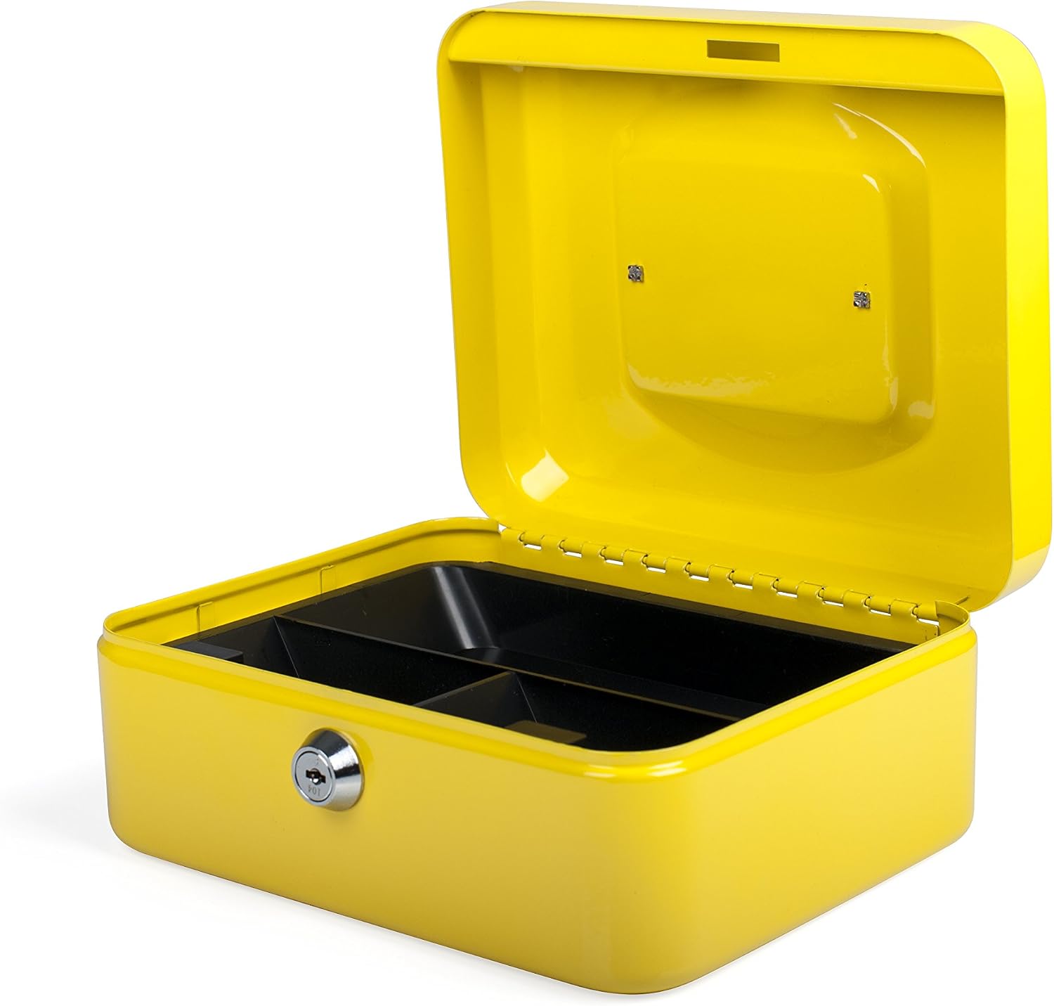 Pavo - Premium 8-Inch Metal Cash Box 20 x 16 x 9 cm with 2 Keys and Removable Change Tray - Yellow, 8 inch - Image 3