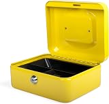Pavo Premium 8-Inch Metal Cash Box 20 x 16 x 9 cm with 2 Keys Yellow view 2