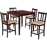 Dorel Living Virginia 5 Piece Counter Height Home Table and Chair Wood, Espresso Dining Set,