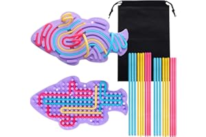 SHUNGRU Sensory Activity Board, Sensory Fidget Toys, Autism Sensory Products, ADHD Toys for Calming, Silicone Adult Fidgets for Anxiety and Stress – Extra Portable Carry Bag + 18 Strings（Purple Fish）