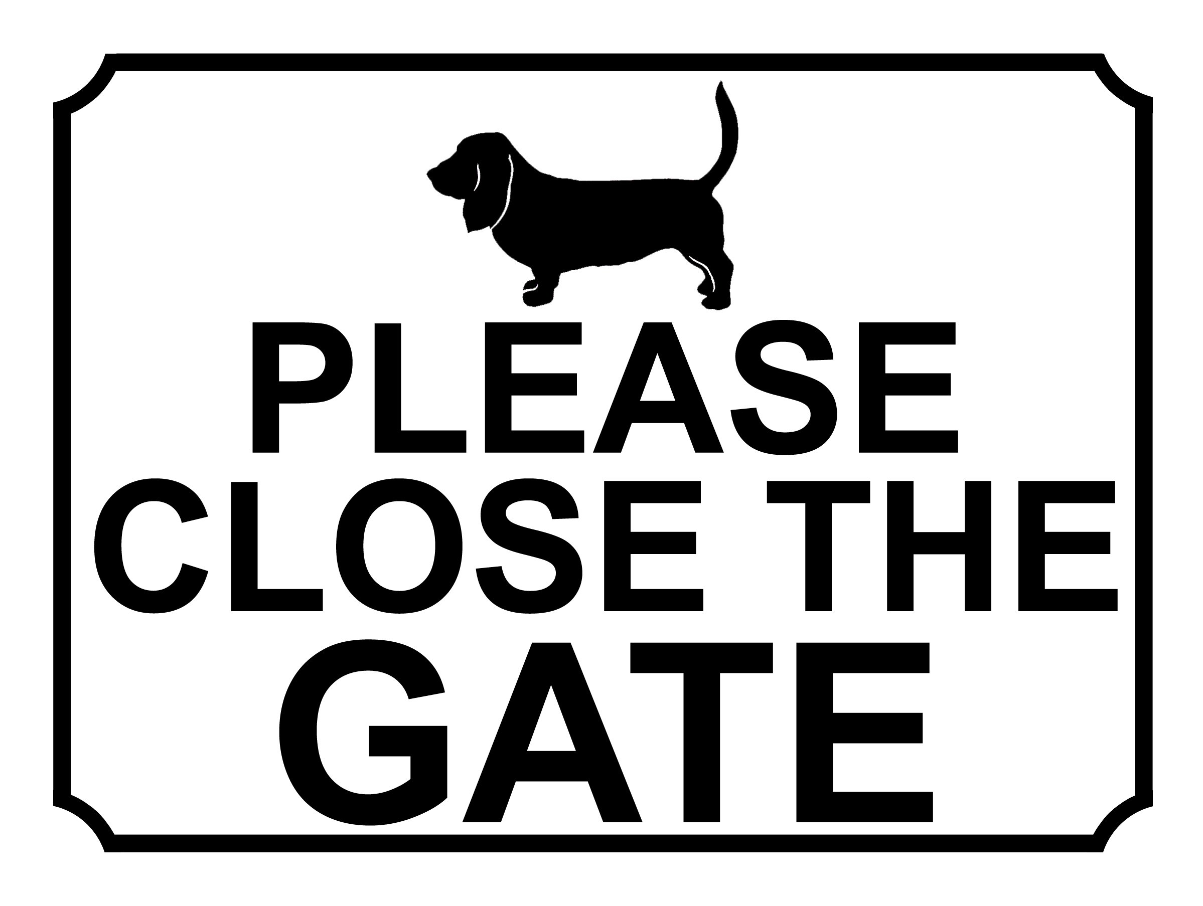 SHAWPRINT PLEASE CLOSE THE GATE DOG THEME METAL SIGN 267MM X 200MM (462H1L) LARGE 10" X 8"