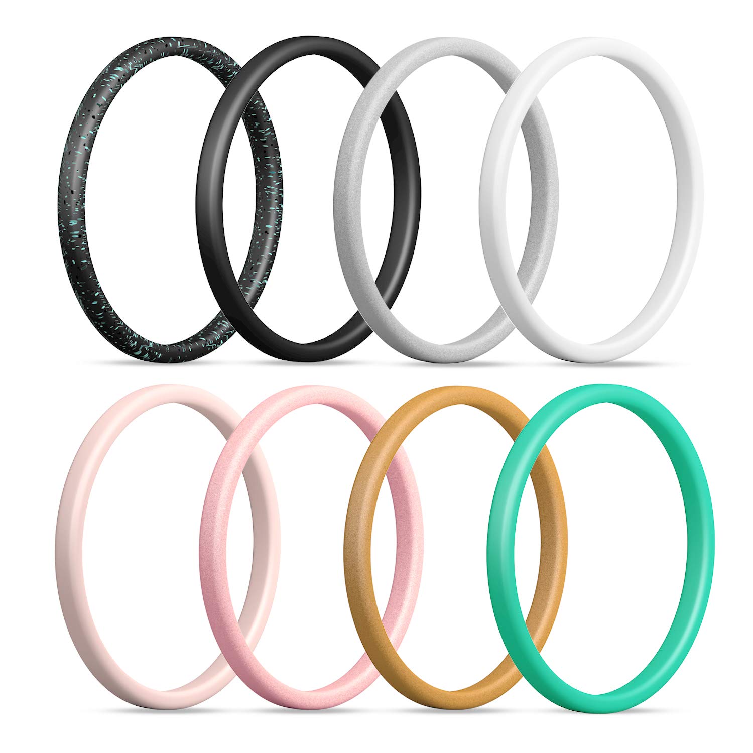 Egnaro Silicone Wedding Ring for Women Silicone Wedding Ring Thin Silicone Stackable Rings Wedding Bands Stylish Pattern Comfortable fit Skin Safe