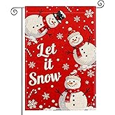 HOMETITUTE Snow Garden Flag Double Sided 12x18 Inch Burlap Winter Garden Flag Snowman Candy Canes Seasonal Flags Christmas Banner Holiday Flags for Patio Lawn Decoration