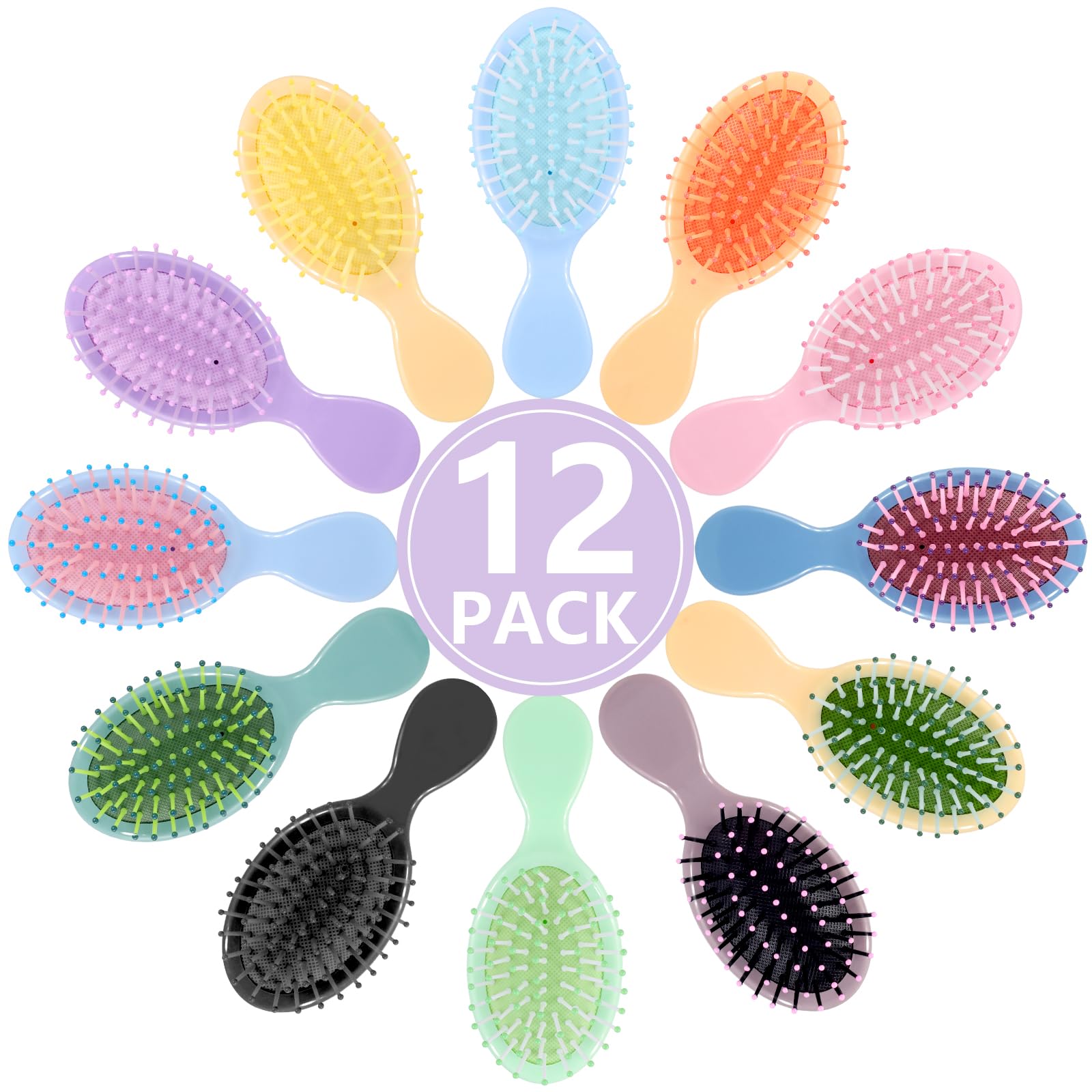 Photo 1 of *** NEW FACTORY *** Phyyixs 12 Pack Mini Detangling Brushes - 12 Colors for Wet & Dry Hair, Compact Travel Hairbrush for Teens & Adults, Perfect for Bridesmaid Gifts, Party Favors & Stocking Stuffers