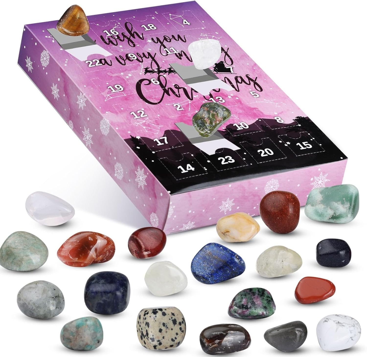 Advent Calendars - Cute Advent Calendar Crystal Advent Calendar Blind Box Random 24 Natural Ores For All Ages Geology Enthusiasts Learning Collecting