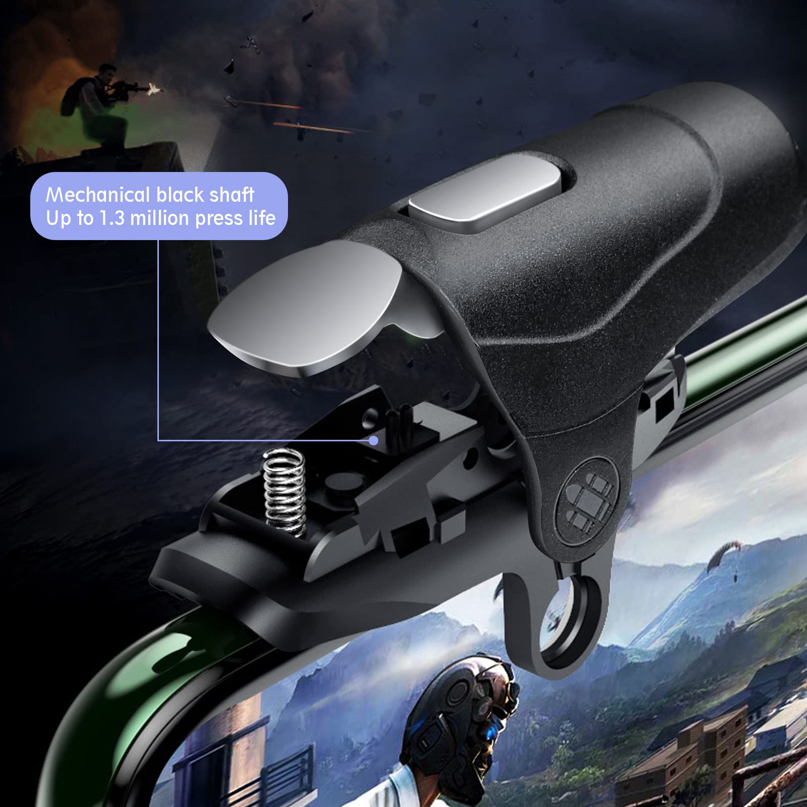 YSSHUI PUBG Mobile Controller, 16 Shots per Second Auto High Frequency Click Mobile Gaming Controllers for PUBG/Fortnite/Rules of Survival Gaming Grip and Gaming Joysticks for Android iOS Phone