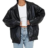 Muzly Womens Faux Leather Jackets Oversized Motorcycle Jacket Bomber Coats Fashion Outfits Spring Fall Clothes