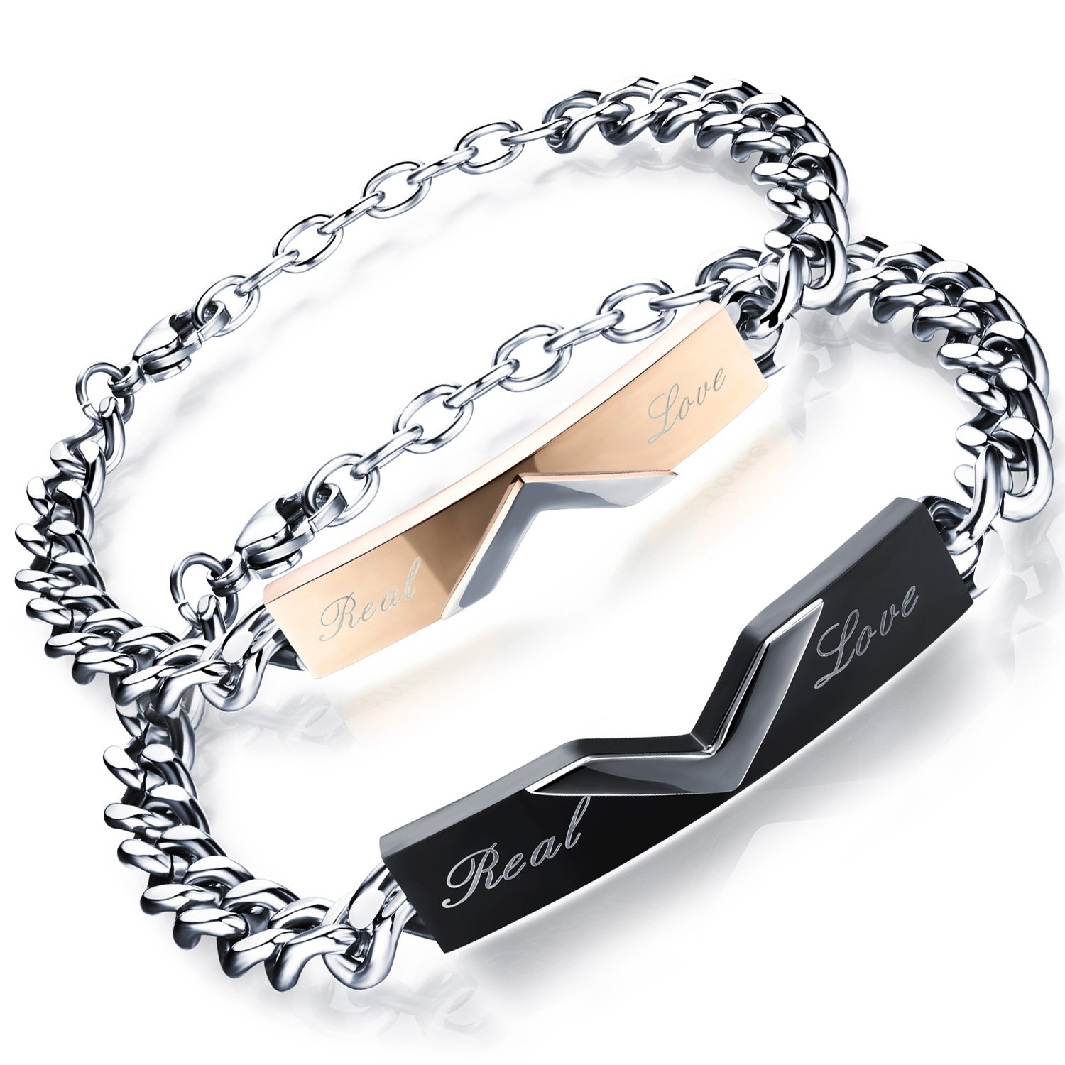 Flongo Joyería Pulseras de amor Pulseras parejas Real Love Romántica Ajustable Pulsera