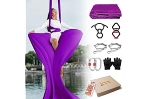 Luceinvita Aerial Silks Hammock Kit for Home and Outdoor, Nylon Tricot Flying Yoga Silk Swing for Gymnastics with Full Hardware