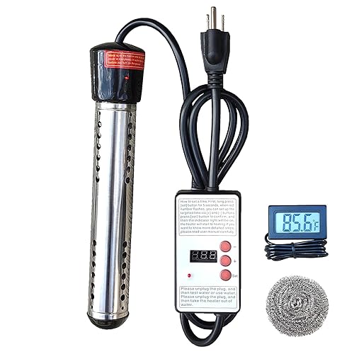 Immersion Water Heater for Bathtub, Bucket Heater with Timed Auto