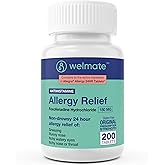 WELMATE | Allergy Relief | Fexofenadine HCl 180 mg | 24 Hour Non-Drowsy Antihistamine | Sneezing | Runny Nose | Itchy Eyes, Nose & Throat | Indoor & Outdoor Allergy Relief Tablets | 200 Count