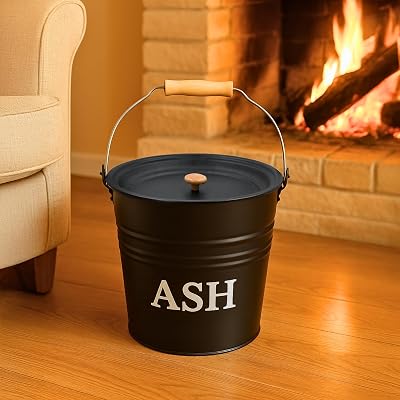 Marco Paul Ash Bucket with Lid 12L Dark Grey Metal Fireplace Accessory