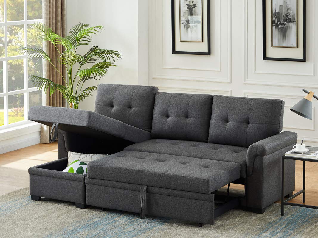 Mua LOVMOR 84 inch L-Shape Sectional Sleeper Sofa with Chaise Storage ...