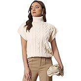 Allegra K Women's Casual Turtleneck Sweaters Mock Neck Twist Sleeveless Vests Knit Pullover Sweater Vest