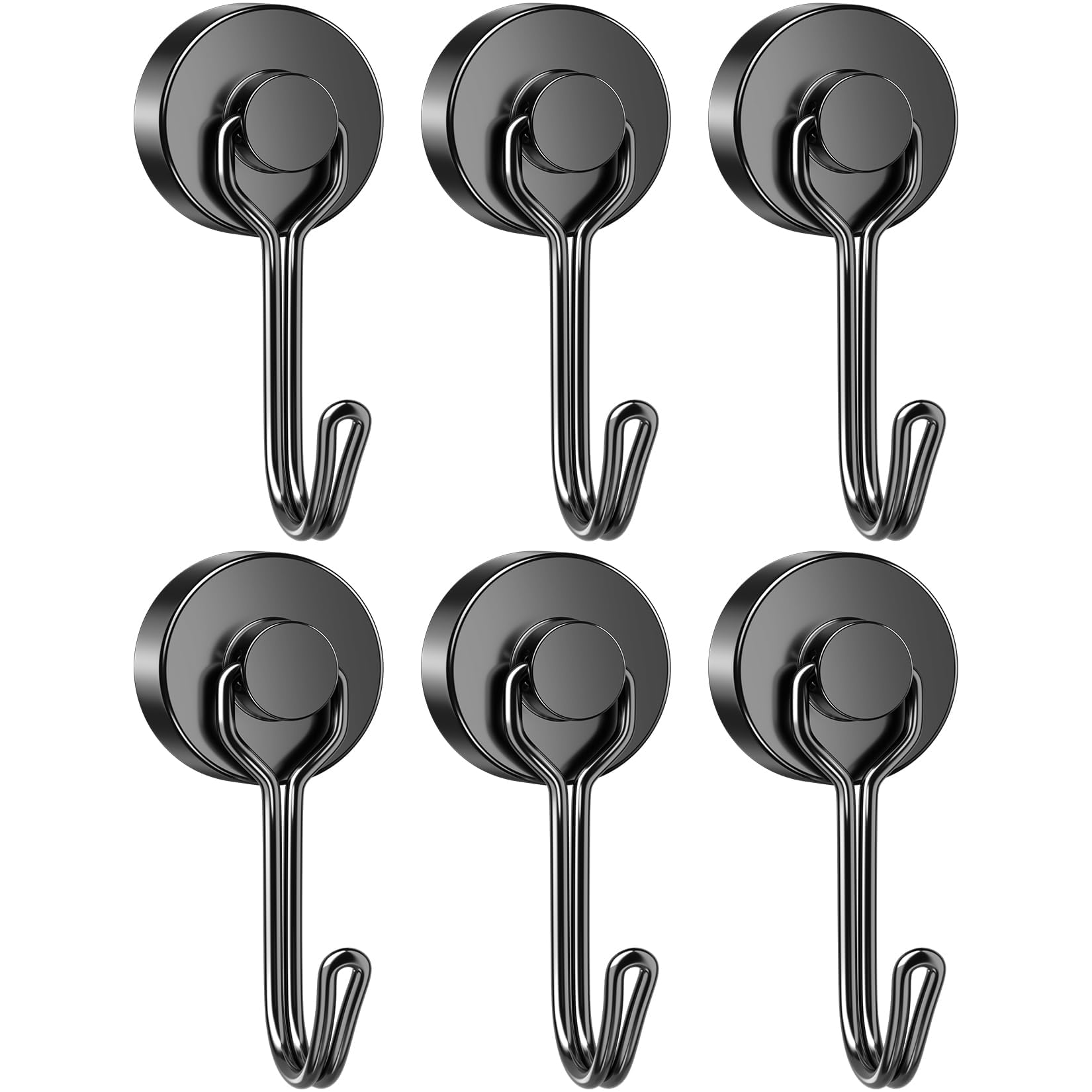 Grtard 6 Pack Magnetic Hooks Heavy Duty, 35LBS Swivel Swing Neodymium Magnet Hooks, Strong Magnet with Hooks for Hanging, Refrigerator, Grill, Kitchen, Key Holder