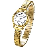 JewelryWe Women's Elastic Watch Easy Reader Analog Quartz Stretch Band Wristwatch for Valentine's Day