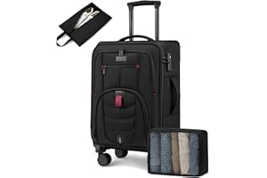 LOVEVOOK Carry On Luggage 22x14x9 Airline Approved, 22-Inch Suitcases with Spinner Wheels, Softside Carry-on Luggage with TSA Lock for Men Women Business Trip, Lightweight Large Capacity Luggage for Travel