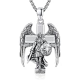 XIXLES 925 Sterling Silver Patron Saint Amulet Protection Pendant Necklace Religion Jewelry for Men Women With 316L Stainless Steel Chain and Gifts Box