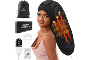 AMZPIC Heat Cap for Deep Conditioning, Hair Steamer for Natural Hair Home Use w/10-level Heats Up Quickly, Thermal Steam Cap for Home Hair Treatment