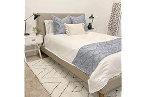 ABP COLLECTION 100% Cotton 800 Thread Count Luxury Hotel Quality Pinch Pleated Bed Runner - King Size, Light Grey