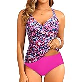 Tempt Me Women Tummy Control Tankini Swimsuit - Ruched Two Piece Bathing Suits Underwire V Neck Swimwear with Bottom 2026