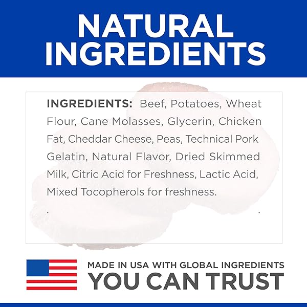 HILL’S NATURAL SOFT SAVORIES DOG TREATS, BEEF & CHEDDAR, 8 OZ. BAG