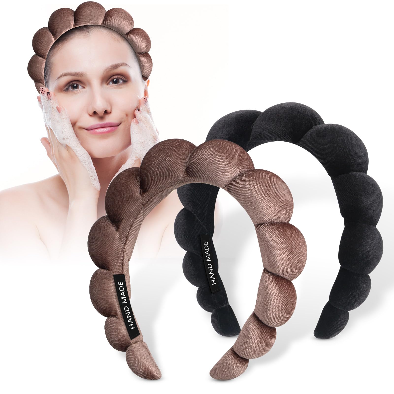 Makeup Headband Women Spa Headbands Sponge Padded Soft Terry Towel Cloth Hair Band for Skincare Makeup Removal,Face Washing 2pack — image 1