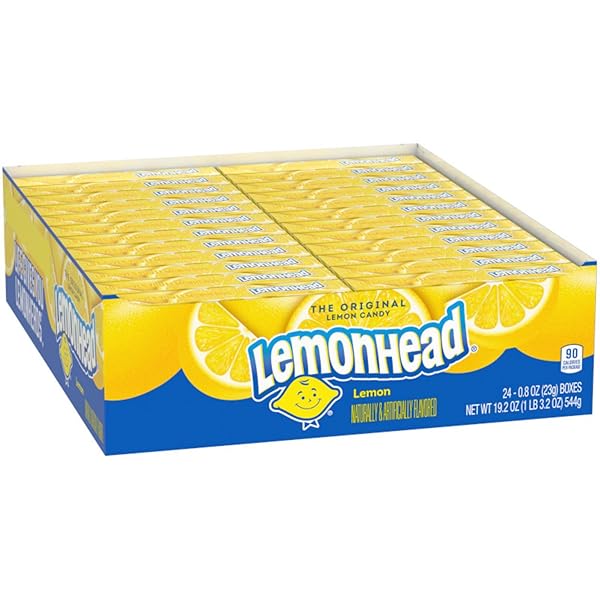 LEMONHEAD HARD LEMON CANDY, 0.8 OUNCE BOXES (PACK OF 24)